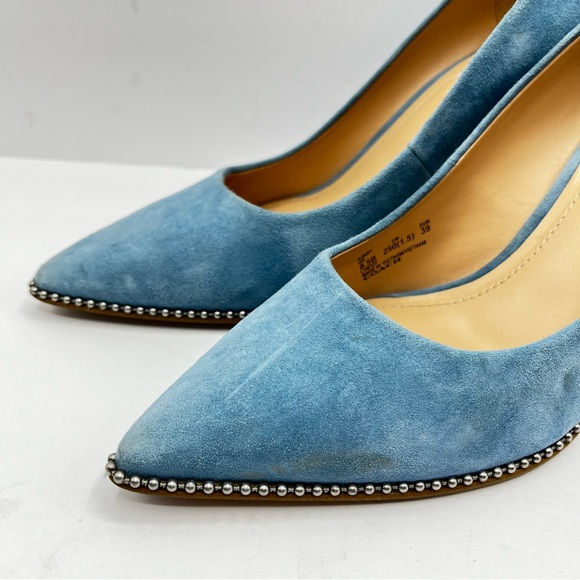 Coach Women’s Sz 8.5B Waverly Pumps in Light Blue Suede Heels Wedding Bride - Picture 4 of 16